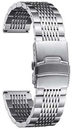 BINLUN Cinturino in Acciaio Inossidabile 18mm 19mm 20mm 21mm 22mm 24mm Cinturini per Orologio in Metallo per Uomo Donna Cinturino in Maglia Metallica Argento, 19mm