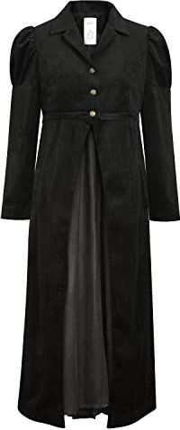 CHIC STAR Spolverino da donna in velluto a coste, nero, Small