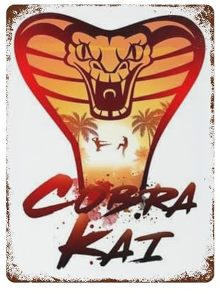 KSOXDAITIP Poster Cobra Kai, Wanddekoration, Kunst, Metallblechposter, moderne Heimdekoration, Kunst, Metallposter, Hausbar, Laden, Dekorationen, Vintage-Schild, Geschenk, 39,9 x 30 cm