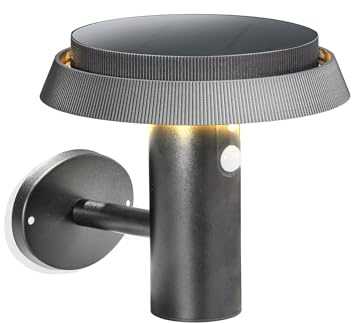 esotec Solar PIR Wandleuchte Sophia CCT, 3 Leuchtmodi, Edelstahl Halterung, LiFePo4 Akku, Bewegungsmelder, Wandlampe, Solarleuchte, Außenleuchte, schwarz, H=18cm, außen, wetterfest, winterfest, 102940