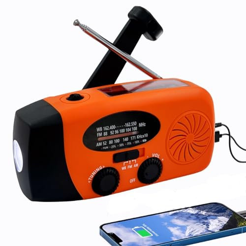 Radio solar de cuerda de 5000 mAh, radio meteorológica de manivela de emergencia, radio solar con linterna, radios solares NOAA/FM/AM, radio de supervivencia portátil con SOS, cargador de teléfono