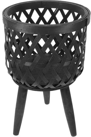 POPETPOP Geflochtener Blumentopfständer Mit Holzständer Boho-Pflanzenständer Dekorativer Blumenkorb Mit Stativ Korbgeflecht-Pflanzgefäß-Präsentationsständer