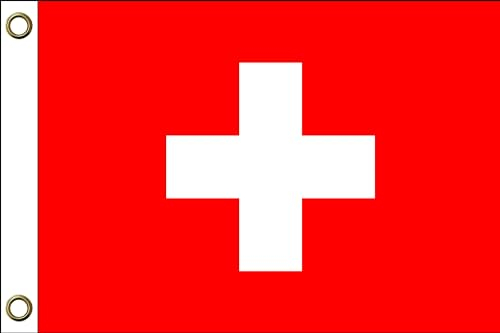 Schweiz Flagge Fahnen | 150 cm x 90 cm / 90 x 150 cm | Wetterfest & Langlebig | Polyester mit zwei Ösen