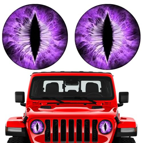 ACAREY Halloween Monster Eyes Aufkleber Auto | 2 Stück Halloween Deko Augen-Aufkleber für Jeep-Scheinwerfer | 3D Stereo Augen Scheinwerfer Aufkleber | Scheinwerfer Folie Tönungsfolie Aufkleber (Lila)