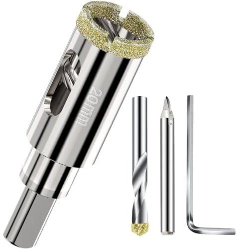 20mm Hole Saw Diamond Drill Bit with carbide Pilot Bit - Ideal Hole Cutter for Tile, Ceramic, Porcelain, Brick, Stone, Glass, Marble and Granite