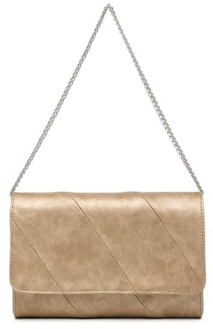 Miss Lulu Women's Wedding Clutch for Prom, Travel Shoulder Crossbody Bag –Elegant Evening Handbag for Party, Lady Summer Gift Purse (Gold)