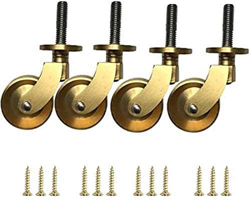 Set mit 4 Lenkrollen, Transportrollen aus antikem poliertem Messing, universelle massive Möbelrollen, mit Schrauben, für Schrank, Sofa, Couchtisch, Stühle, Gold