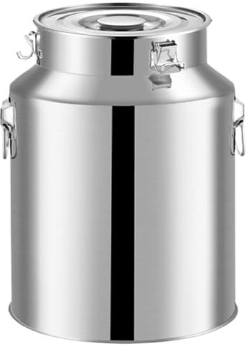 Stainless Steel Bucket With Lid, Stainless Steel Milk Can, 5L Large Stainless Steel Bucket with Lid, Wine Bucket with Handle and Buckle, Oil Container for Liquid Storage and Transport