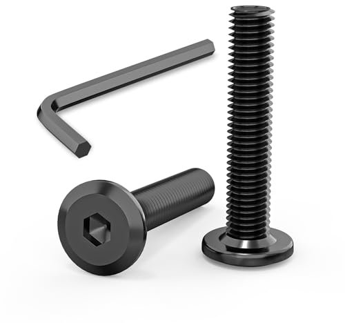 Lot de 15 vis M8 x 40 mm, vis à tête plate M8 à six pans creux en acier inoxydable A2 V2A, filetage complet, oxyde noir avec clé à six pans creux