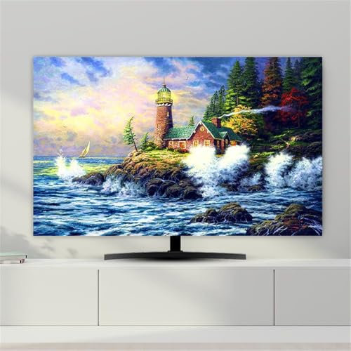 Hixingo Cubierta Antipolvo para TV, Funda para Televisor Elástico Protector para Smart TV Cubierta de Televisión Pantalla de Funda impresión de Cuadro (75,Ondas)
