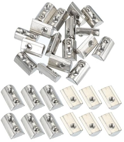PATIKIL 4040 Series M5 t Slot Nuts, 20pcs Roll-in Spring Ball Loaded Elastic Nuts with 8mm Slot for Aluminum Extrusion Profile Rail 3D Printer, Silver