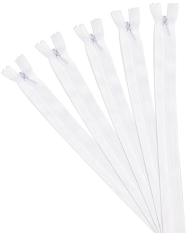 5 cerniere invisibili da cucire, 40 cm, bianche, in nylon, con estremità chiusa, cerniera invisibile, #3, cerniera nascosta, per gonne, cuscini, vestiti, pantaloni, fai da te, artigianato, sartoria