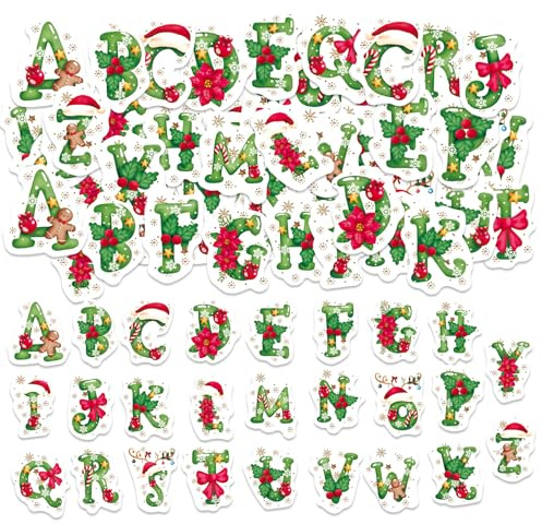 52 Stück Weihnachtsbrief Aufkleber - Mini-Größe Scrapbook Aufkleber, DIY Dekoration Set für Reisekoffer, Laptop, Planer, Kalender, Scrapbook, Koffer, Notebooks, Journal