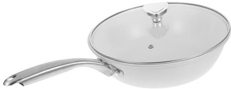 VALICLUD Wok de Cerámica con Tapa Sartén Antiadherente para Cocina de Gas para Saltear y Freír Vegetales Carnes