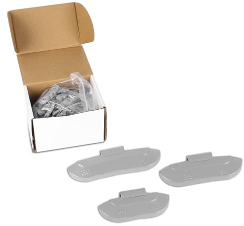 Generisch 90 Stück TZS Schlaggewichte für Stahlfelgen | Auswuchtgewichte aus Zink | 30 × 20 g, 30 × 25 g, 30 × 30 g, Wuchtgewichte mit Federstahlclip