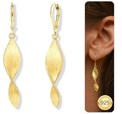LOLIAS Silberfarben SilberfarbenHängende Ohrringe Lange Spirale | Mit Ohrsteckerstif 925 Silber Ohrringe Boho für Damen Schmuck Geschenke