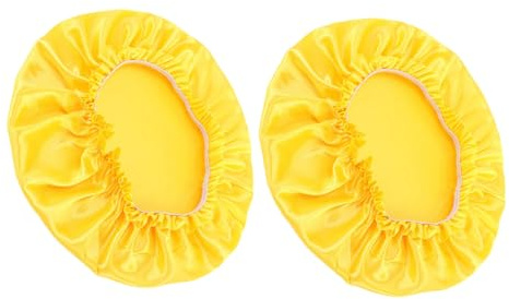 HEMOTON 2 Stück Gelbe Satin Nachthauben zum Schlafen und Schminken Runde Schönheitshauben für Frauen Modische und Bequeme Haarkappen