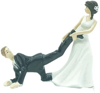 Décoration de gâteau de mariage, figurine amusante de mariés, décoration de gâteau pour le marié, idée cadeau de mariage, décoration de gâteau de mariage drôle en résine (B)