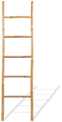 Genérico Escalera para Toallas con 5 peldaños de bambú 150 cm,Accesorios para el baño,Toalleros-43719