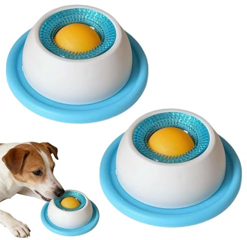 2PcsHundelickspielzeug Lick Bowl für Hunde, Schleckball für Hunde Hund Leckt Futternapf mit Integrierter Drehkugel Nassfutter Lick Pad Mit Antirutschmatte für Haustier Angst Relief und Langsam Füttern