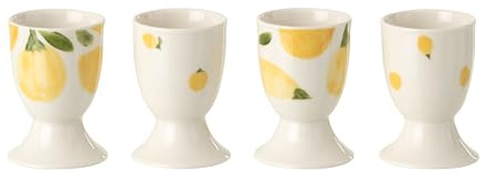 J-Line Eierbecher Zitrone - Keramik - weiß/gelb - 4er-Set