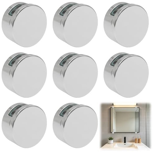 8 Stück Glasklemme, Spiegelhalterung Wand montage, Spiegelhalter Rund mit Schrauben Expansionsrohr für 3-5 mm Glas, Acrylbilder, Wohnraum, Badezimmer, Büro, Dekoration Einfache Montage, Langlebig