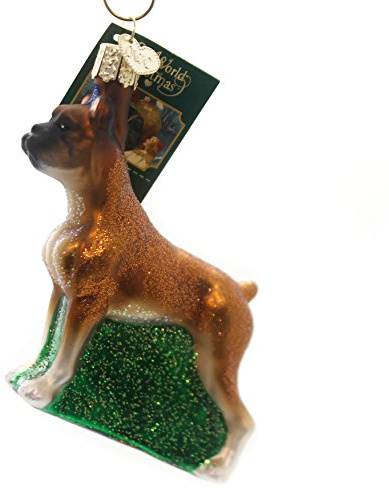 Old World Christmas Ornaments: Hundekollektion Glasornamente für Weihnachtsbaum Boxer Dog, braun, 4