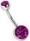 Titan Bauchnabel Piercing 1,6 x 8 mm mit Zirkonias rund in 8 mm + 5 mm Stein Kugel in lila