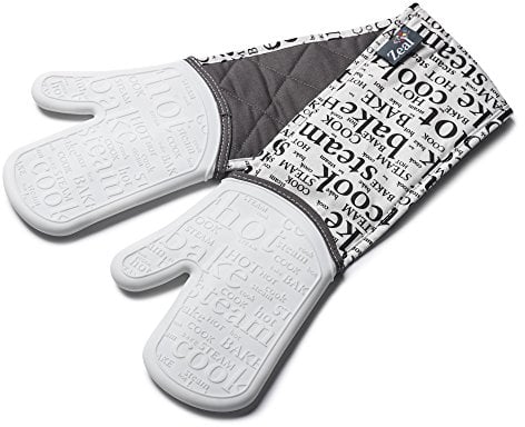 Zeal Silicone Heavy Duty Double Oven Gloves Mitts White (94 cm Long) – Script