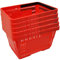 GERSO Lot de 5 paniers à provisions en plastique avec anse - 20 l - 40 cm - Empilables - Rouge