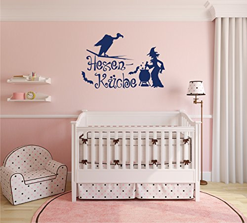 INDIGOS UG - Wandtattoo Wohnzimmer - Wandaufkleber Hexenküche 114cm x 60cm dunkelblau E937 - Aufkleber Kinderzimmer Schlafzimmer Küche Badezimmer Büro Dekoration