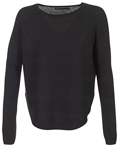 ONLY Damen Dünner Strick Pullover | Langarm Rundhals Knitted Sweater | Basic Stretch Jumper ONLCAVIAR, Farben:Schwarz, Größe:L