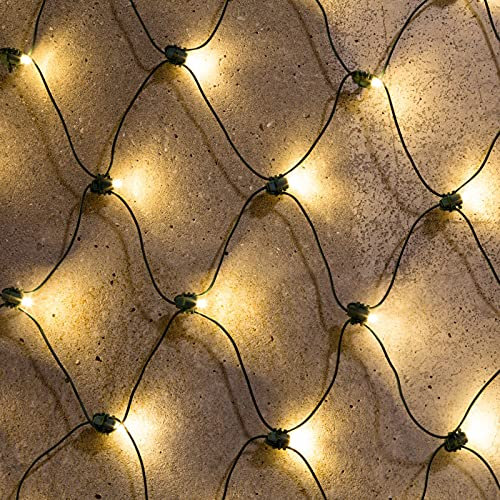 NOMA Fit and Forget Net Christmas Lights, 160 Warm White LED's, 2 m x 1.5 m, Battery Operated