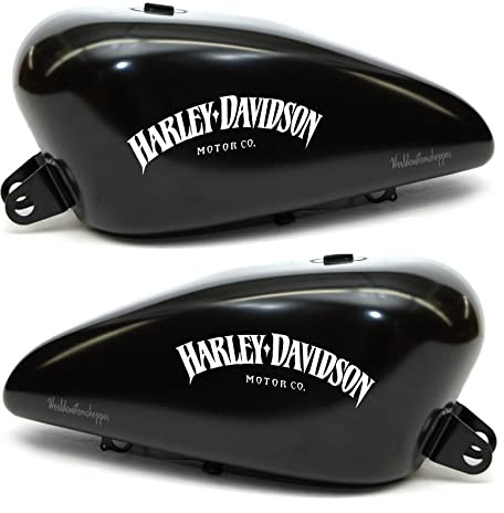 Worldcustom 2 Aufkleber kompatibel mit Harley Davidson Motor Co. für Motorrad-Tank Custom (gelb)