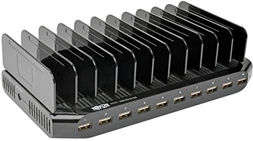 Eaton Tripp Lite Serie U280‑010‑ST‑CEE USB‑Ladestation – 10‑Port USB‑A Charging Station, 96W Gesamtleistung (12V 8A), bis zu 2.4A pro Port, mit verstellbaren Halterungen, Schwarz (B077B7QM68)