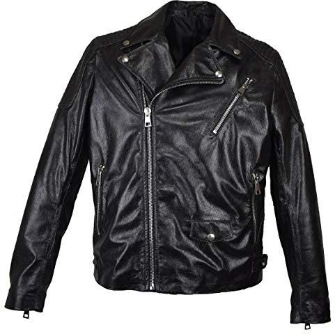 IL Pellettiere Italiano Giubbotto in Vera Pelle da Uomo Modello Chiodo Colore Marrone Tg L