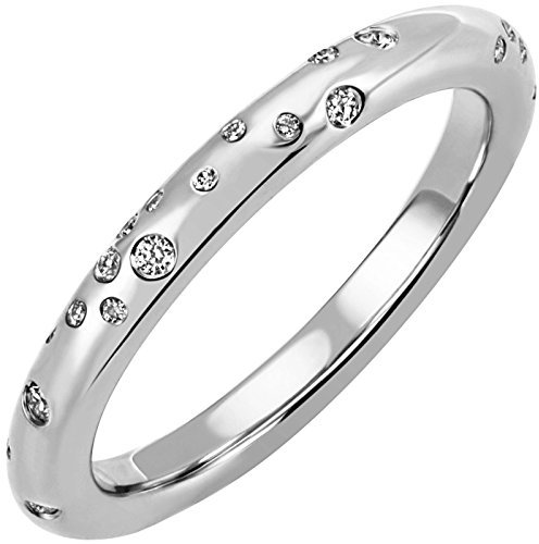 Jobo Damen Ring 585 Gold Weißgold 34 Diamanten Brillanten 0,21ct. Diamantring Größe 60