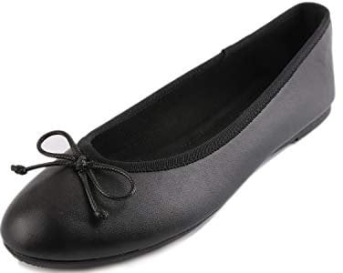 Feversole Women's Fashion Round Toe Ballet Flat Pumps Slip On Bow Detail Dolly Shoes Black Napa UK 6