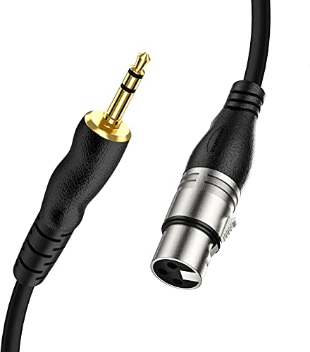NUOSIYA Cavo XLR Jack 3,5 mm, Cavo XLR Sbilanciato 3,5 mm TRS Jack a XLR femmina Microfono Cavo di Interconnessione TRS Audio Stereo (2 m)