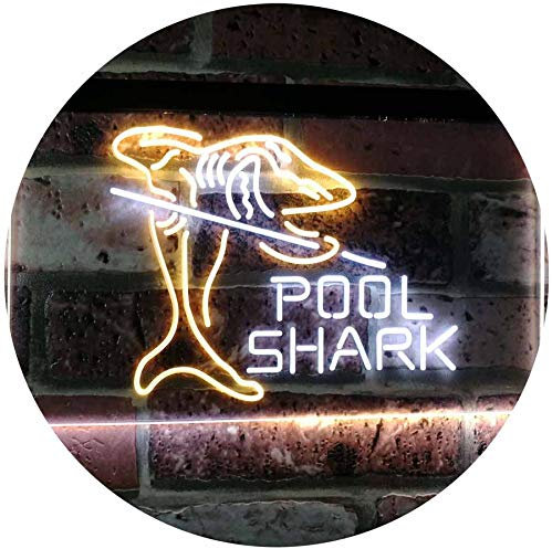 ADVPRO Pool Shark Snooker Pool Room Man Cave Gift Dual Color LED Barlicht Neonlicht Lichtwerbung Neon Sign Weiß & Gelb 600 x 400mm st6s64-i2009-wy