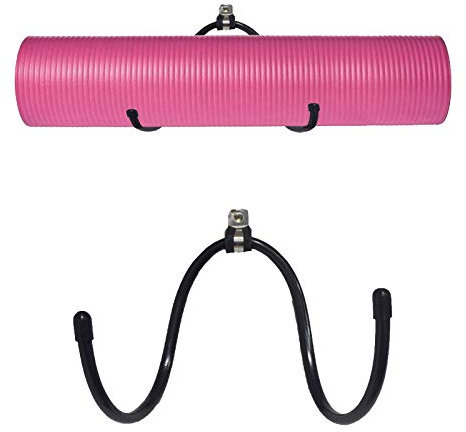 AUXPhome Universal Metal Adjustable Wall Rack, Holds Up to 20Lbs, Yoga Mat Foam Roller Holder, Multi-Purpose Storage Rack, Pink, Classic Style, Bathroom Wall Mount, Yoga, Bathroom Storage