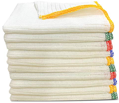 Towelogy® Heavy Duty Cotton Dish Cloths Extra Large SUPER ABSORBENT Cleaning Scrubbing Washing Drying Rags Kitchen Tea Towels Colour Coded Dishcloths MACHINE WASHABLE 38x40cm (Assorted, Pack Of 20)