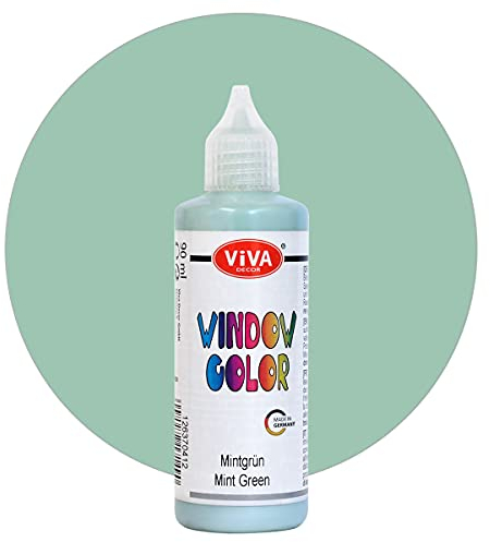 Viva Decor Window Color (Mintgrün, 90 ml) Fenstermalfarben für wieder abziehbare Bilder und Sticker für Deko, Spiegel, Fliesen, Vasen und Fenster - Made in Germany