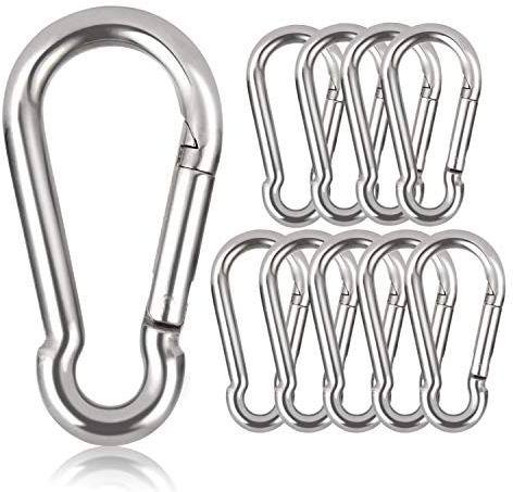 Mosquetón de aleación de acero,50 mm x φ5 mm,soporta hasta 120 kg,ganchos de escalada galvanizados (10 piezas)