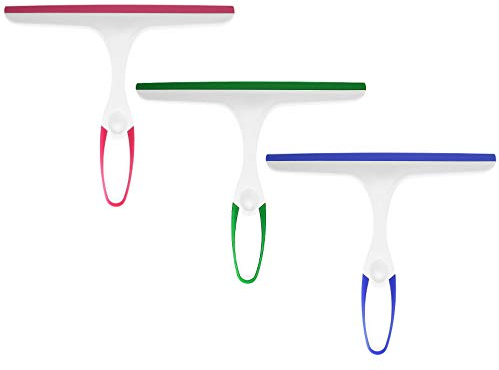 3 Pcs Window Squeegees, Shower Squeegees for Bathroom, Plastic Window Cleaner Squeegees, Glass Screen Cleaning Rubber Blade, Cleaner Scraper Washer for Mirror, Bathroom, Window, Floor, Glass