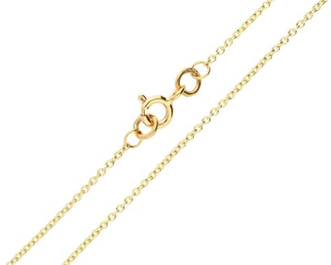 Old English Jewellers Catenina Belcher in oro giallo 9 kt, 45,7 cm, taglio diamante, per donne e uomini. Disponibile nelle taglie 40,6 - 61 cm., Oro, Diamante