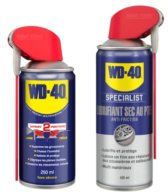 Lot WD-40, Produit Multifonction 250ml + Lubrifiant sec au PTFE WD-40 SPECIALIST Spray Double Position 400ml