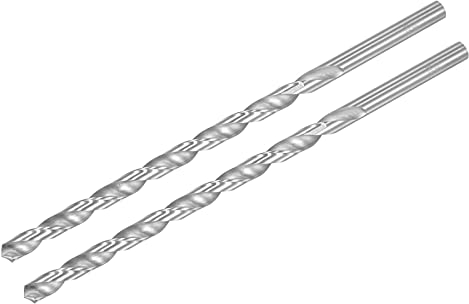 sourcing map HSS(High Speed Steel) Extra Long Twist Drill Bits, 8mm Drill Diameter 200mm Length for Hardened Metal Woodwork Plastic Aluminum Alloy 2 Pcs