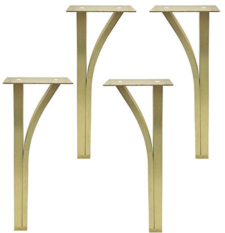 ZAKSEM 11inch/29cm Solid Metal Furniture Legs in Brushed Gold, Kitchen and Bathroom Furniture Support Legs, Sofa, Cabinet Metal Replacement Legs, Set of 4