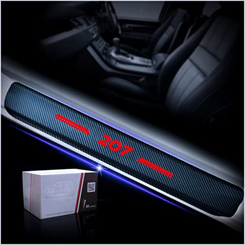 Muchkey Seuil de Porte Voiture Fibre de carbone Réfléchissant Autocollant Pour Peugeot 207 Protection de seuil de porte de voiture Styling 4 Pièce Rouge